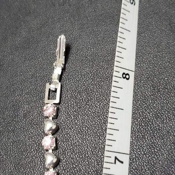 Avon silver tone pink heart earrings and bracelet - Picture 9 of 10